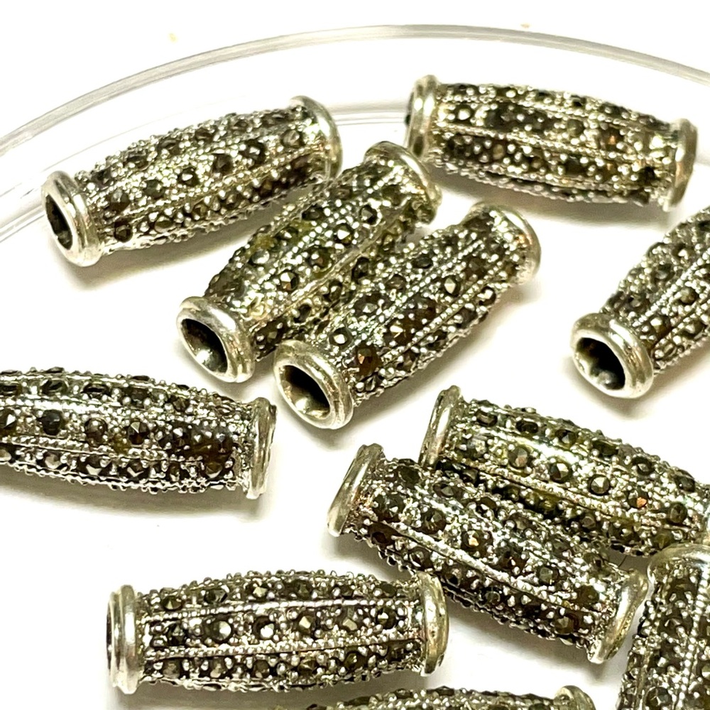 Stunning Sterling Marcasite Column Bead